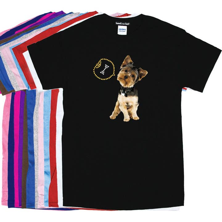 Yorkie mit Knochen Damen T-Shirt für den Großhandel von Dog in the Closet