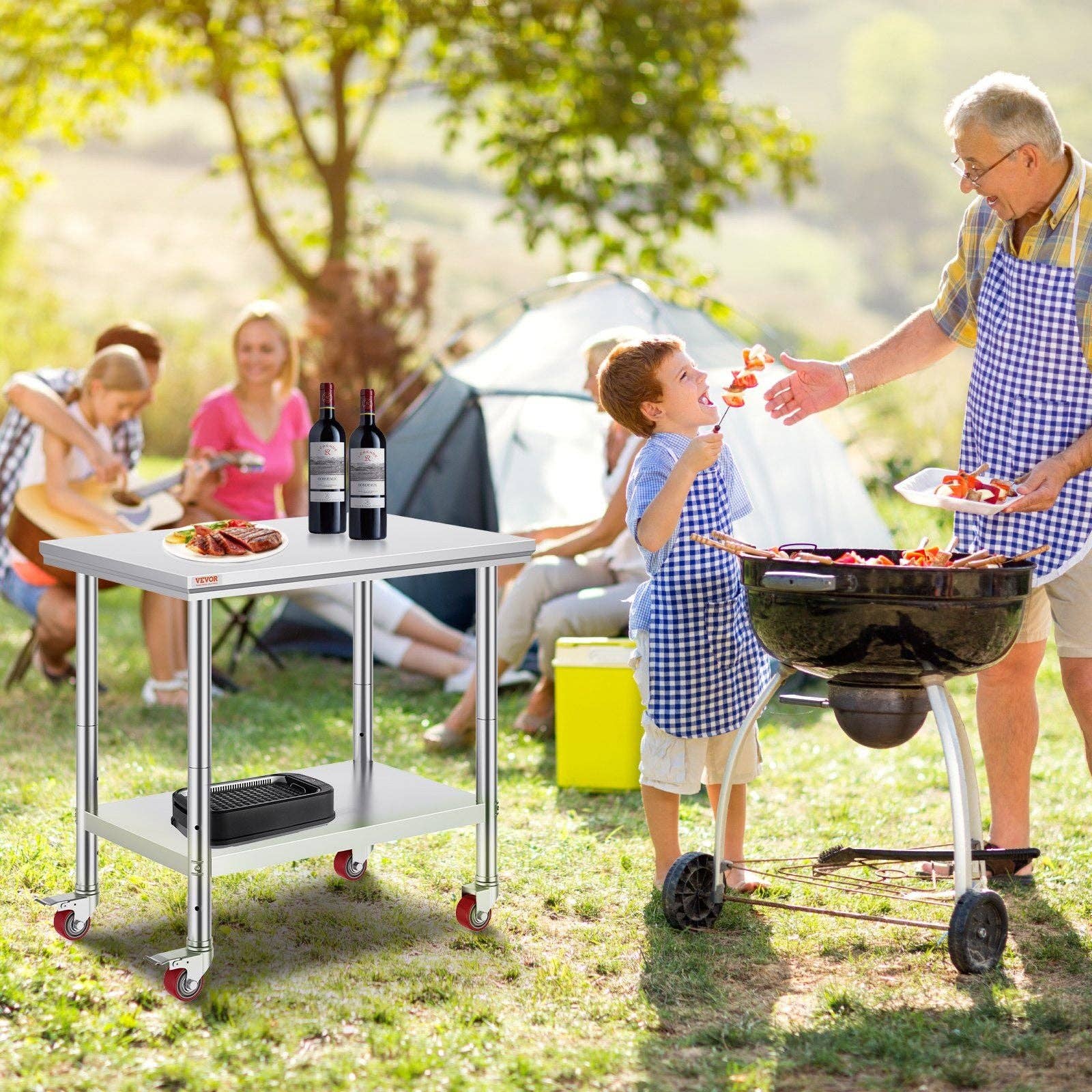 Hard Rock Health Stores – wholesale Förvaring/Arrangör för kök – Arbetsbord i rostfritt stål 36x24 tum med 4 hjul Kommersiellt matberedningsbord med hjul Kraftigt arbetsbord för kommersiellt kök restaurang7