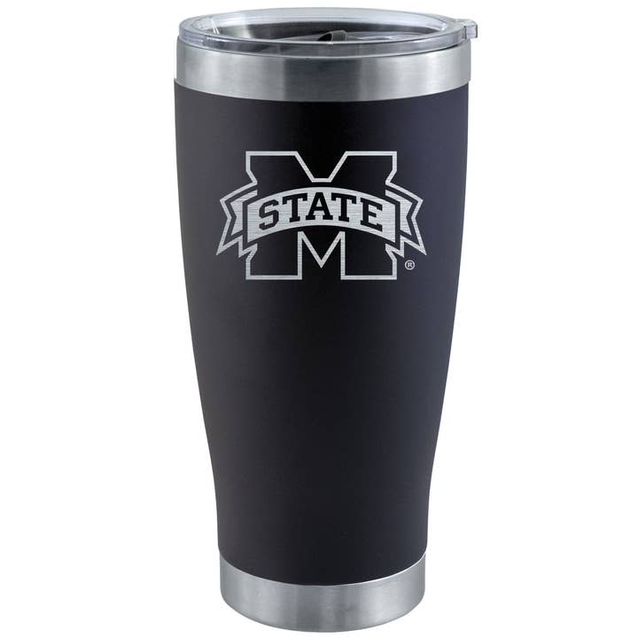 20oz Black Tumbler w/Etched Logo, Mississippi State for wholesale by The Memory Company