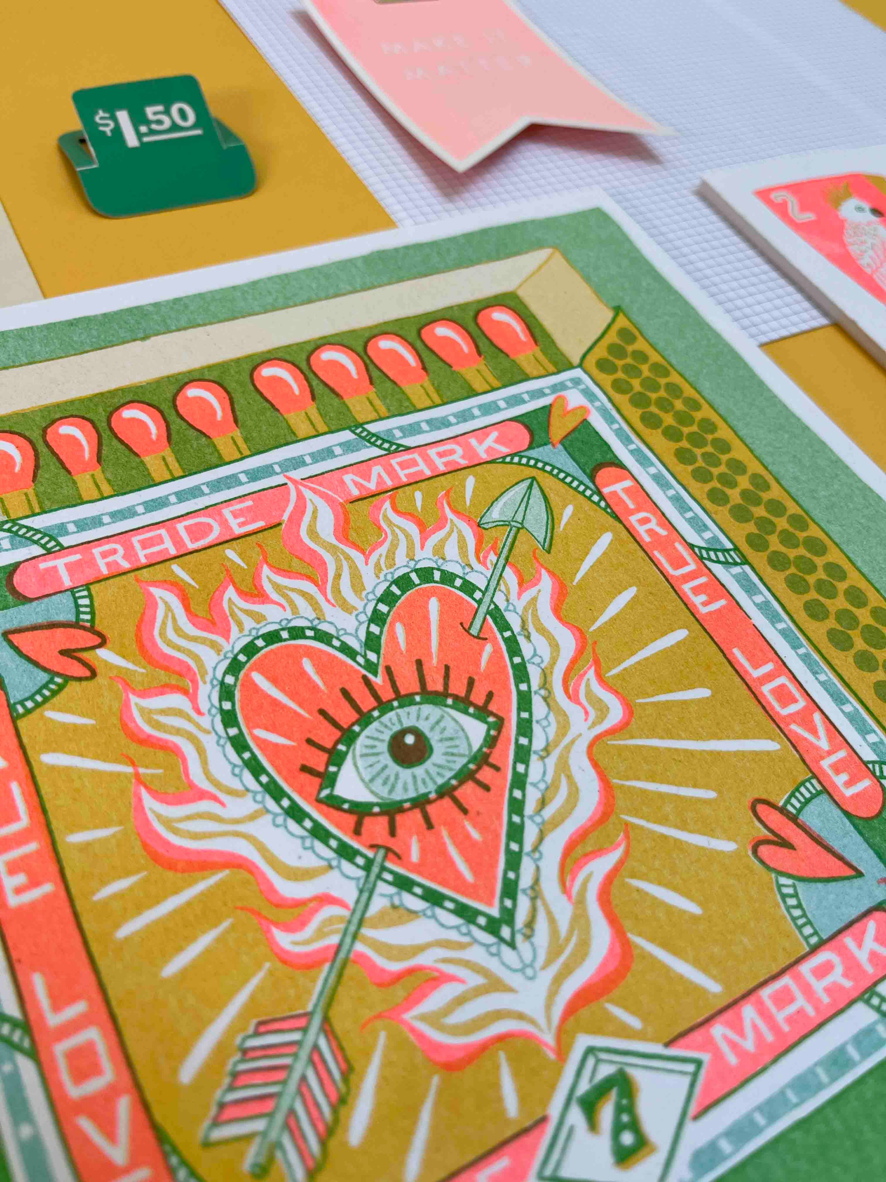 Jacqueline Colley - Wholesale Art Print - Matchbox Risograph print set3