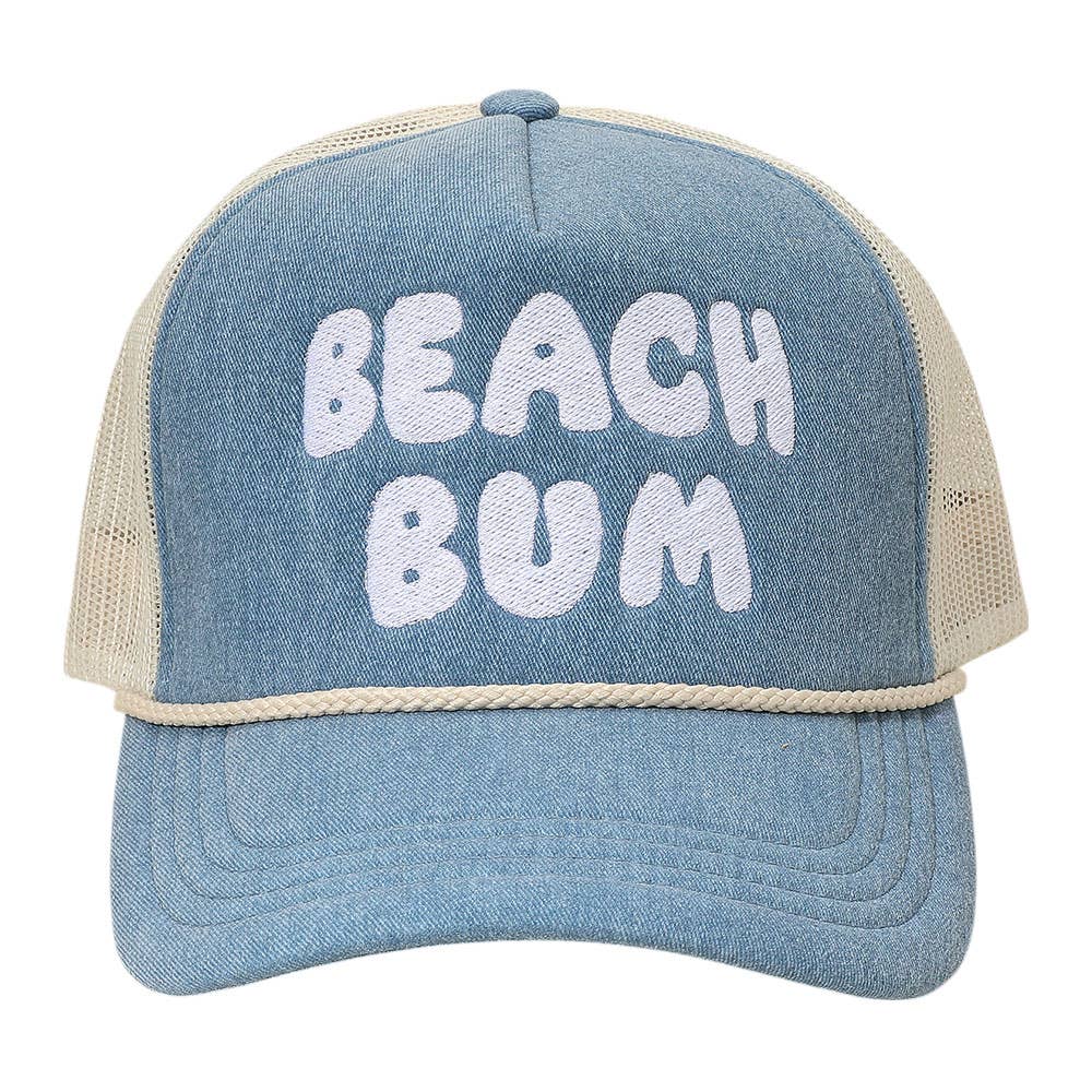 Sensibling Corp. - Wholesale Trucker Hat - Women's - BEACH BUM Message Embroidered Mesh Back Trucker Hat2