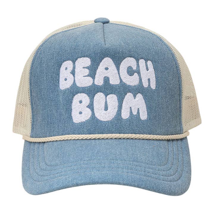 Sensibling Corp. - Wholesale Trucker Hat - Women's - BEACH BUM Message Embroidered Mesh Back Trucker Hat2