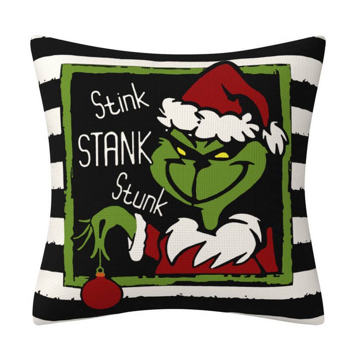ACCITY - Wholesale Throw Pillow Cover - GRINCH CARTOON PRINT CHRISTMAS PILLOWCASE_CWMM13893