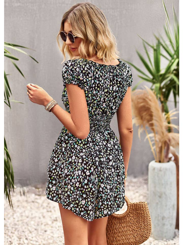 YNIQUE - Wholesale Romper - Women's - Womens Rompers Smocked Ruffle Sleeves Short Outfits Jumpsuit2