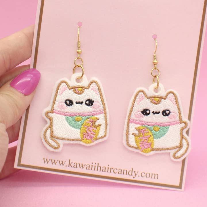 Kawaii Japanese Lucky Cat Earrings for wholesale by Kawaii Hair Candy
