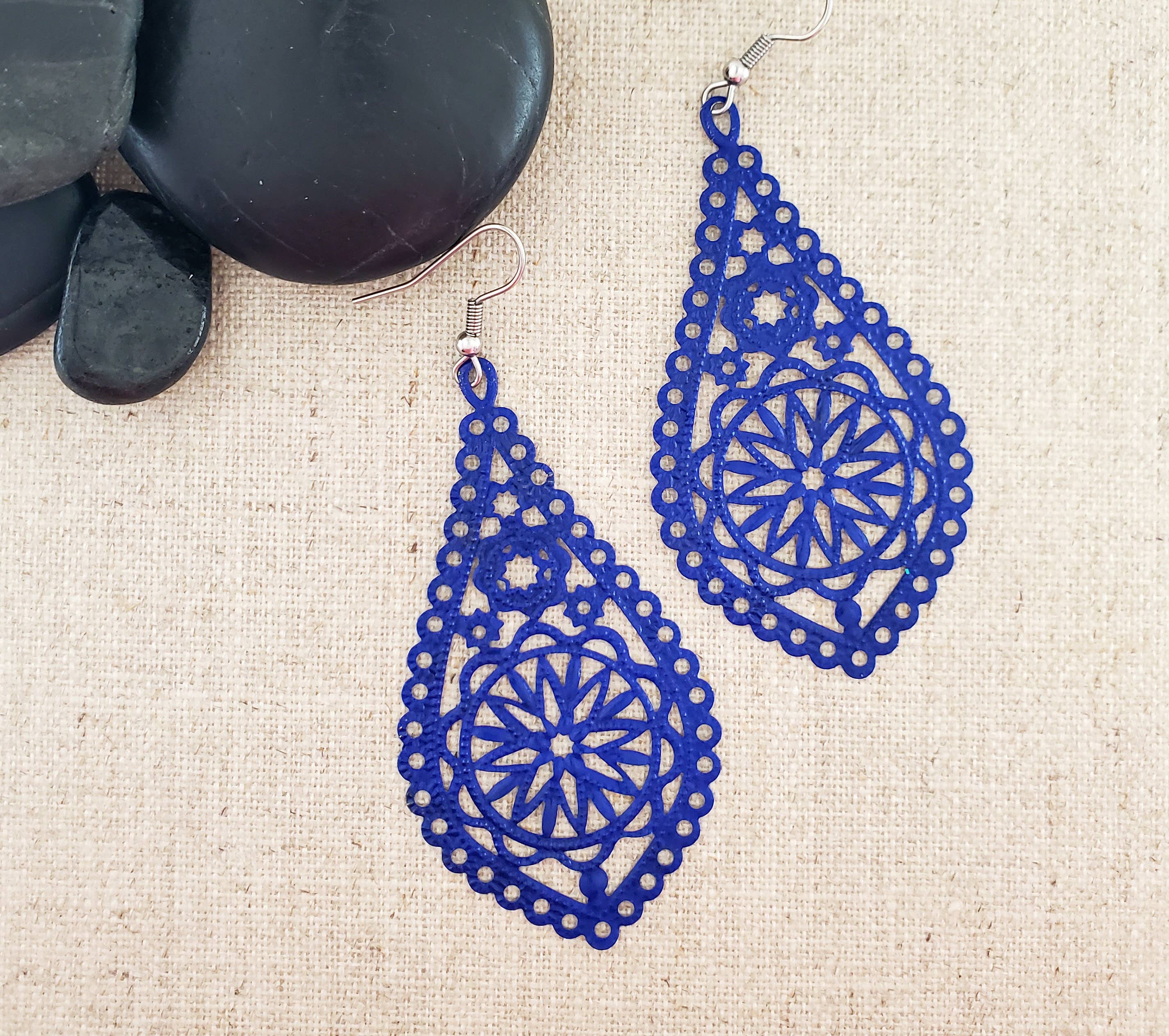 Covaly Artisan Jewelry - Wholesale Dangle Earrings - Large Filigree Teardrop Earrings0