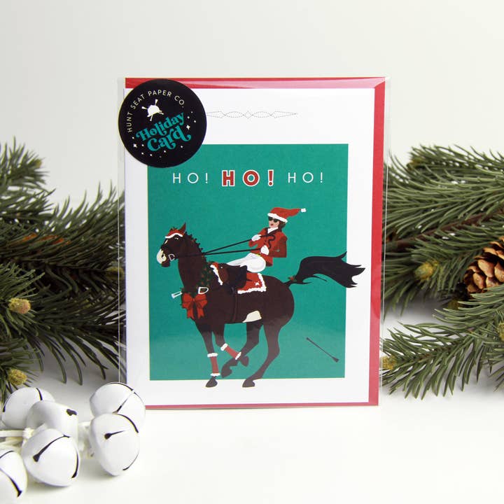 Hunt Seat Paper Co. - Wholesale Christmas Card - Ho! Ho! Ho! Equestrian Horse Christmas Card2