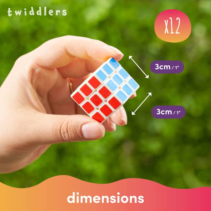 The Twiddlers - Wholesale Fidget toy – Kids - 12 Mini Puzzle Speed Cube Fidget Toys, 3x3 - 3cm2