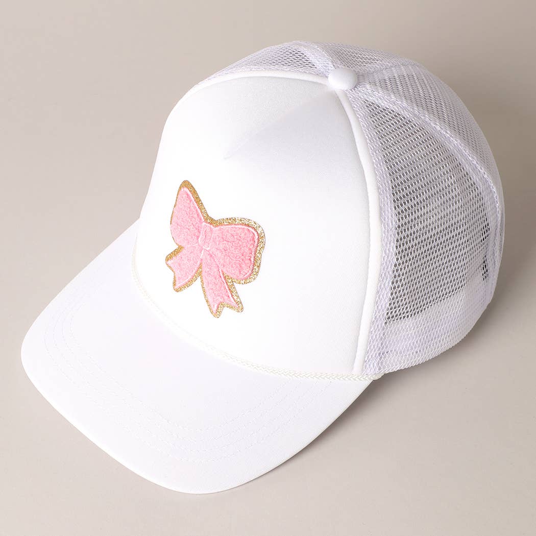 Fashion City - Wholesale Trucker Hat - Women's - Pink Bow Patch Foam Mesh Back Trucker Hat8