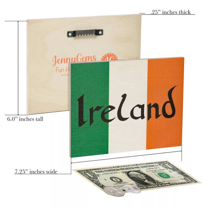 JennyGems - Vente Pancarte - Panneau en bois représentant le drapeau de l'Irlande, décor irlandais, jour de la Saint-Patrick3