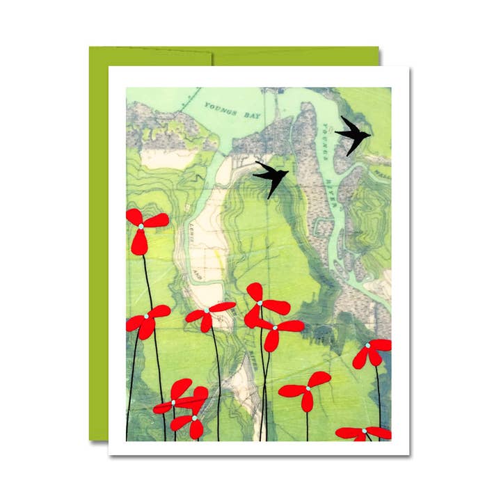 Youngs Bay: Map Art Card for wholesale by Rachel Austin