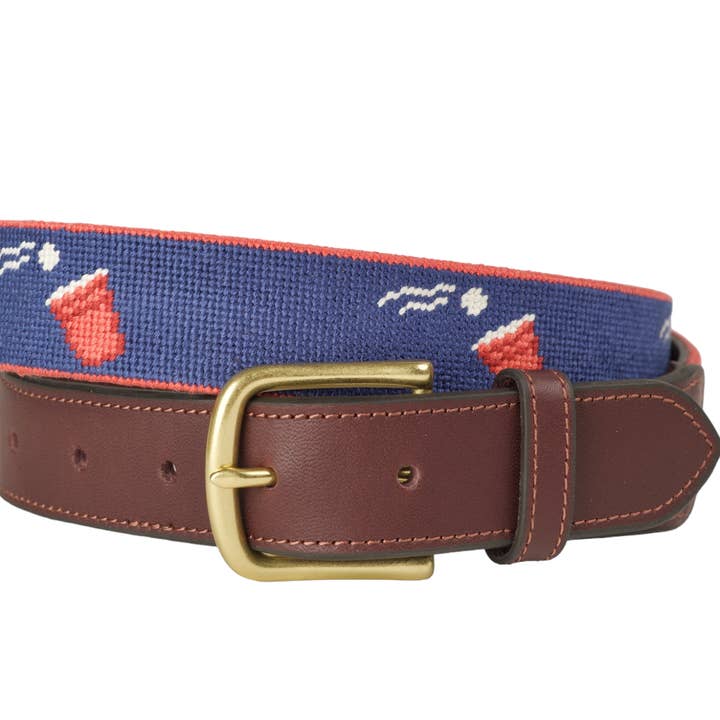 Beer Pong Navy Needlepoint Belt for wholesale by Needle Golf