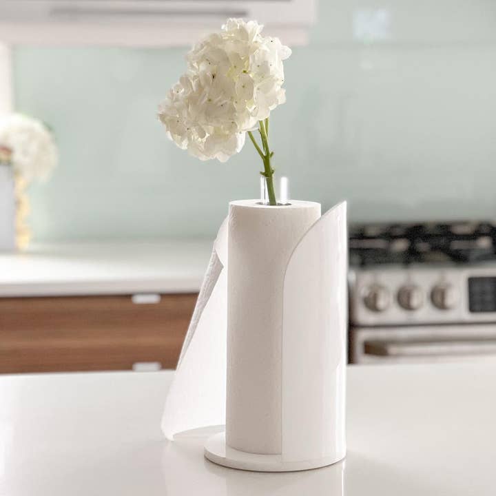 Lucite Paper Towel Display Stand with Vase for wholesale by Boker-Tov Shalom