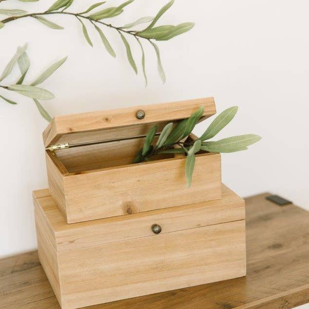 Devanie At Home (Formerly Adams & Co.) - Wholesale Decorative Box - 11699 - 9x3x5, 11x3x6 wood nested boxes s/2, ntrl ORGANIZE2