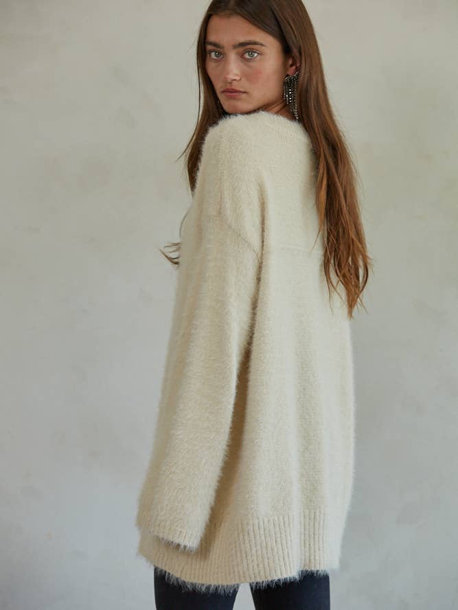 By Together - Wholesale Knit Sweater - Women's - W1606 | Knit Sweater Cotton Acrylic Nylon Fuzzy Pullover