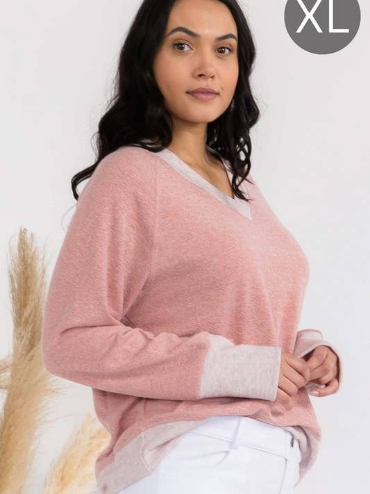 Pull-over ultra doux à manches longues et col en V pour la vente par Yelete