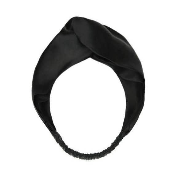 ilks – Bandana - Mulher por atacado – Faixa de cabelo de seda preta0