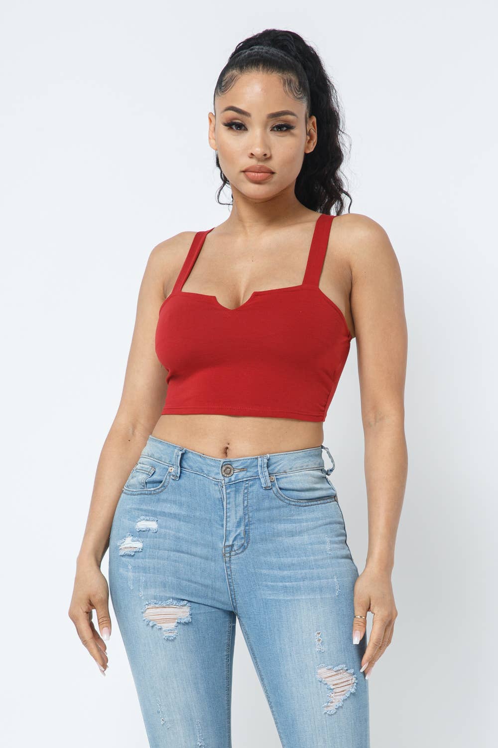 Julia by LoveJ - Wholesale Knit Top - Women's - V Cut Detail Sleeveless Crop Top6