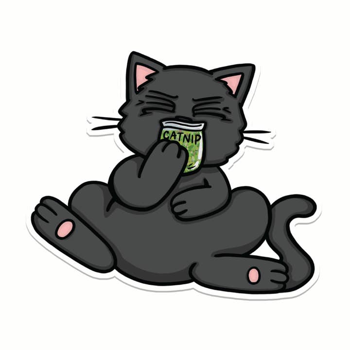 Autocollant en vinyle chat herbe à chat pour la vente par Kolorspun Pins