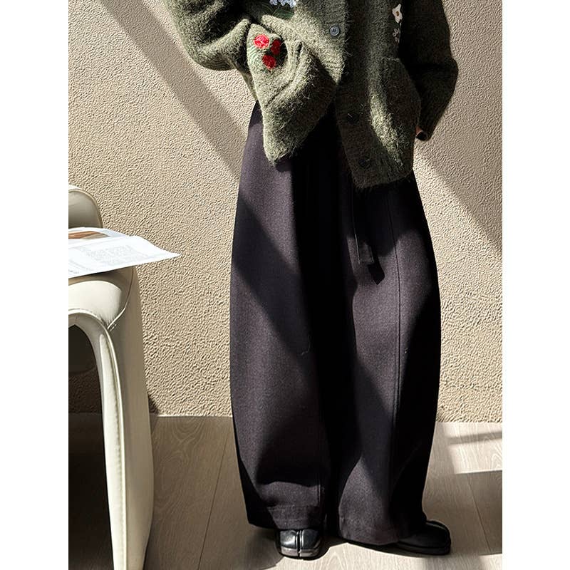 UZ Wholesale Store – wholesale Byxor - Dam – Högmidjade vida byxor i enfärgat3