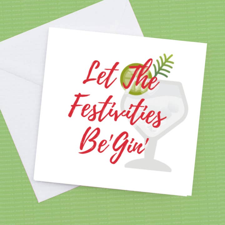 Christmas Card Let The Festivities Be Gin for wholesale by Giftieness