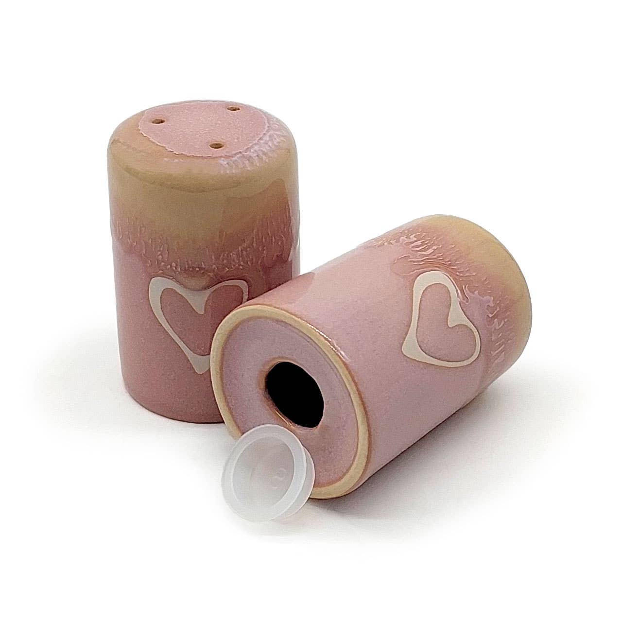 Mea-Living - Wholesale Salt & Pepper Shaker Set - Stoneware Salt and Pepper Shaker Set "Heart" pink1