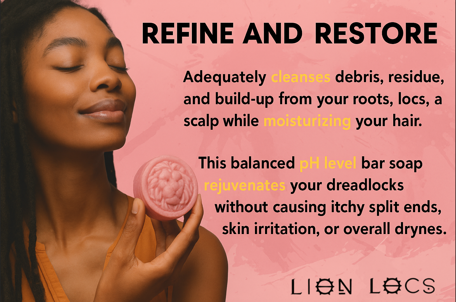 Lion Locs LLC - Vente Disques de shampoing/shampoings solides - Lion Locs Barre de Shampooing & Après-Shampooing pour Dreadlocks (142g)2