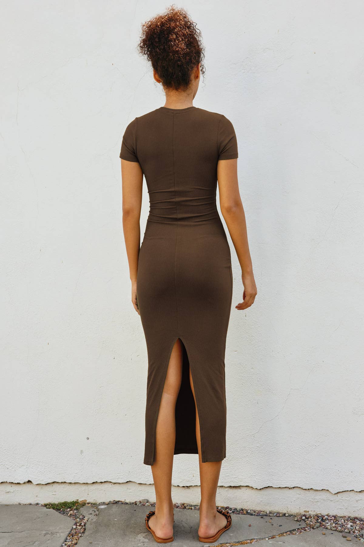 Dress Forum - Wholesale Dress - Women's - Ribbed Knit Back Slit T-Shirt Dress (1)16