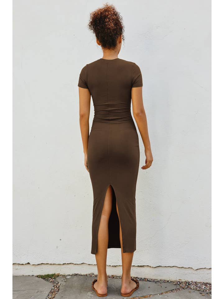 Dress Forum - Wholesale Dress - Women's - Ribbed Knit Back Slit T-Shirt Dress (1)16