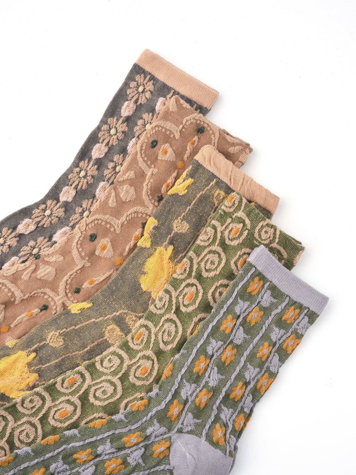 Funkyrel® Atzbranding Limited - Wholesale Socks - Women's - Rufia - Floral Knit Socks - Vintage & Stretchy9