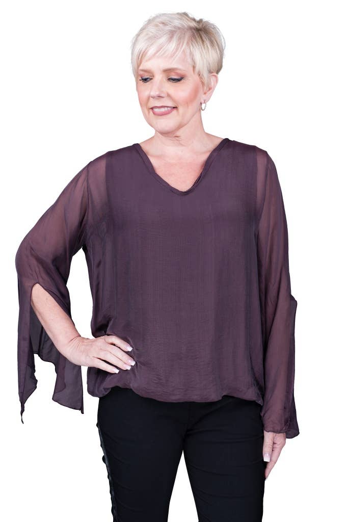 TINA Stephens Italy/Tees By Tina - Wholesale Blouse - Women's - Tiffany Silk Butterfly Bottom Open Wrist (BLS218)20