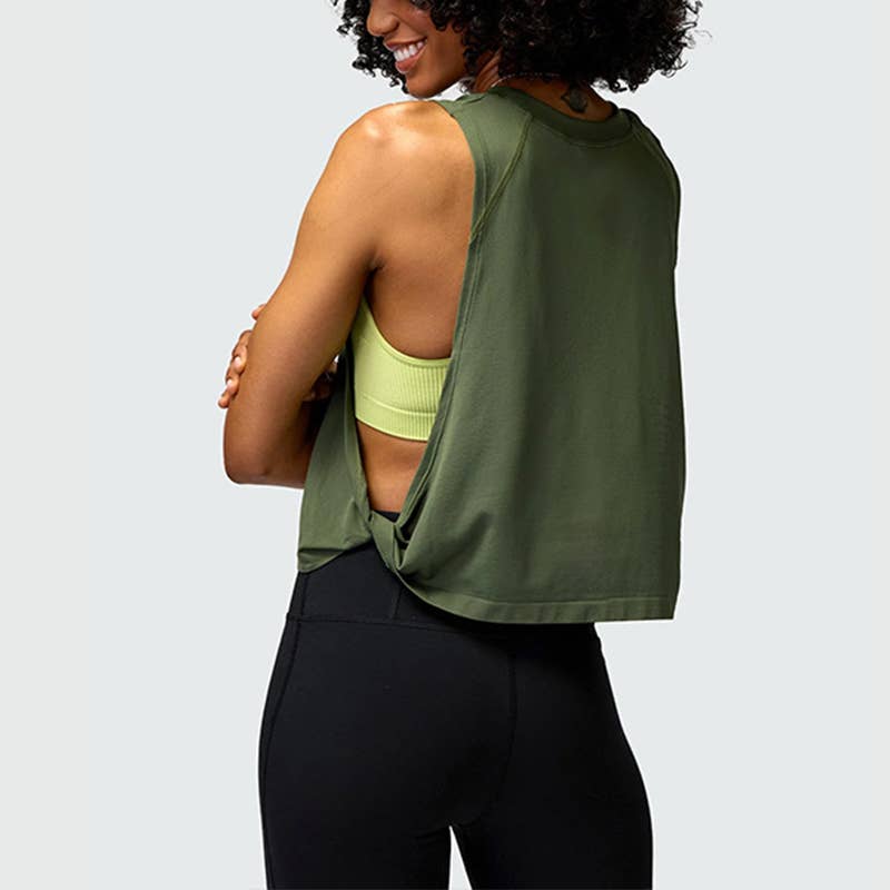 WONDERXFANS - Wholesale Athletic Top - Women's - Loose Sleeveless Side Vents Yoga tank top5