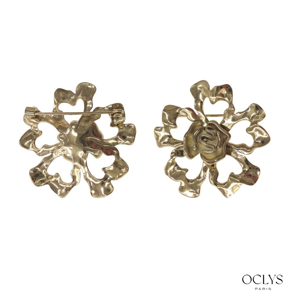 Oclys - Vendita all'ingrosso Spille - Spilla fiore in acciaio inossidabile martellato Teri0