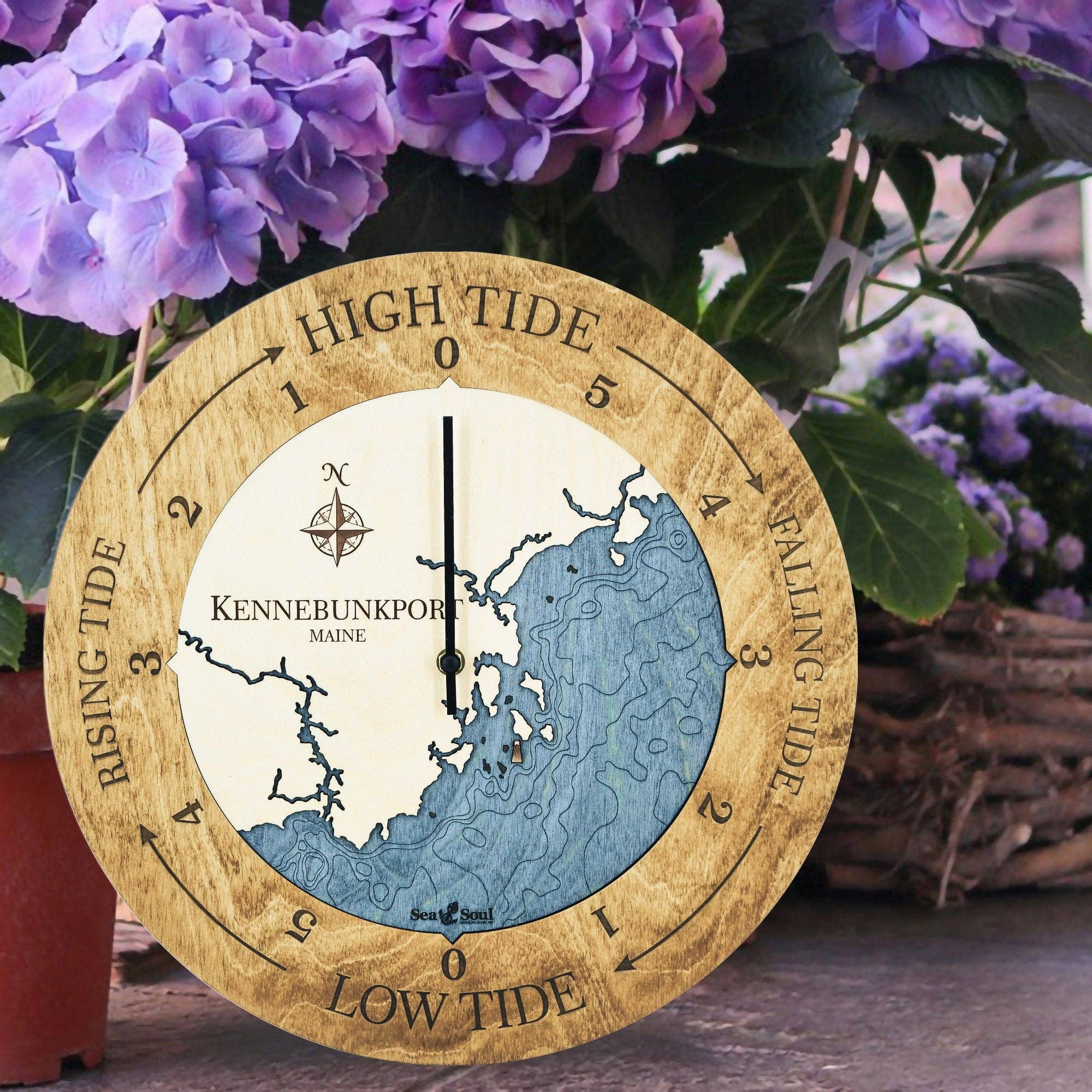 Sea & Soul Nautical Chart Art - Vente Horloges murales - Carte de profondeur d'eau de la côte du Maine7