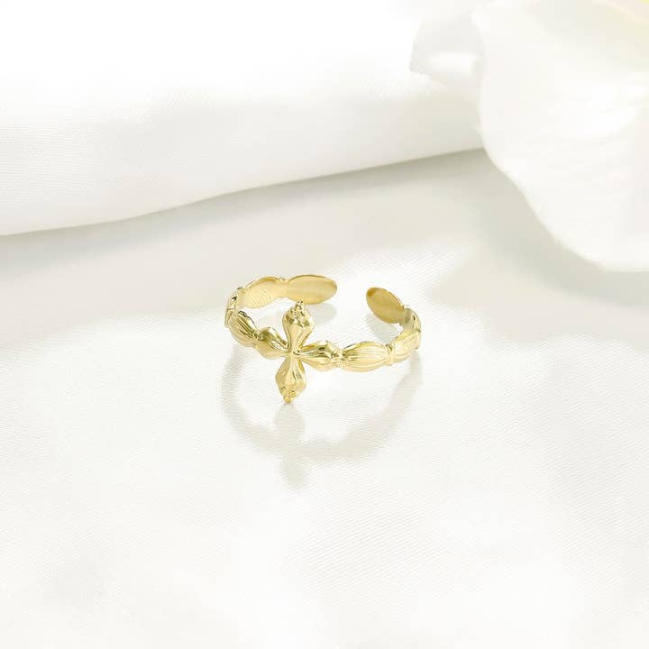 Kapyco - Wholesale Band/Stacked Ring - Stainless steel cross ring - BG310194