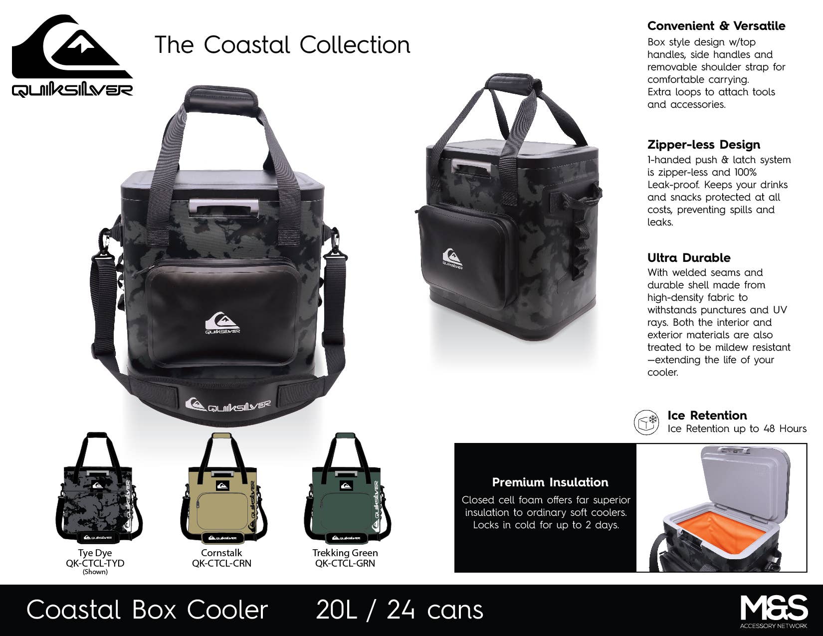 Quiksilver Hydration - Wholesale Cooler/Cooler Bag - Coastal Collection Zipperless Box Cooler 21