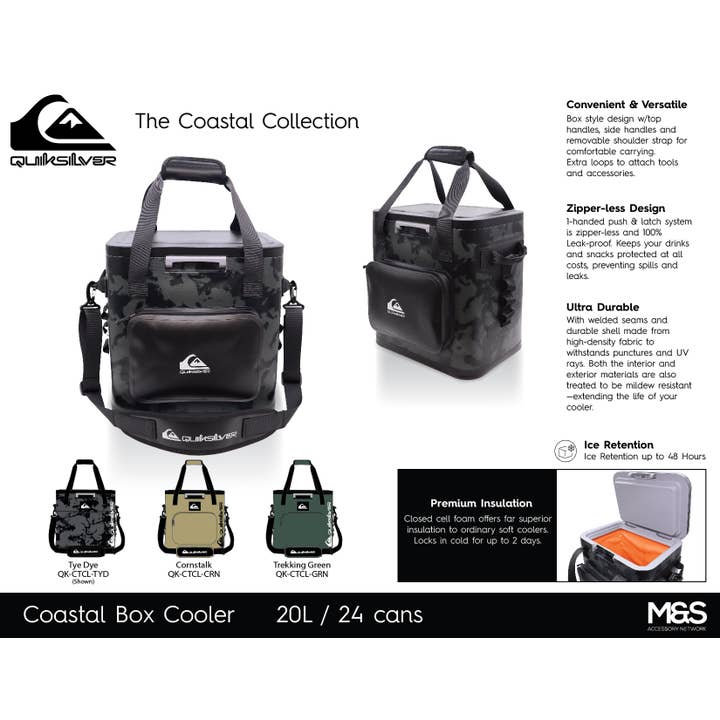 Quiksilver Hydration - Wholesale Cooler/Cooler Bag - Coastal Collection Zipperless Box Cooler 21