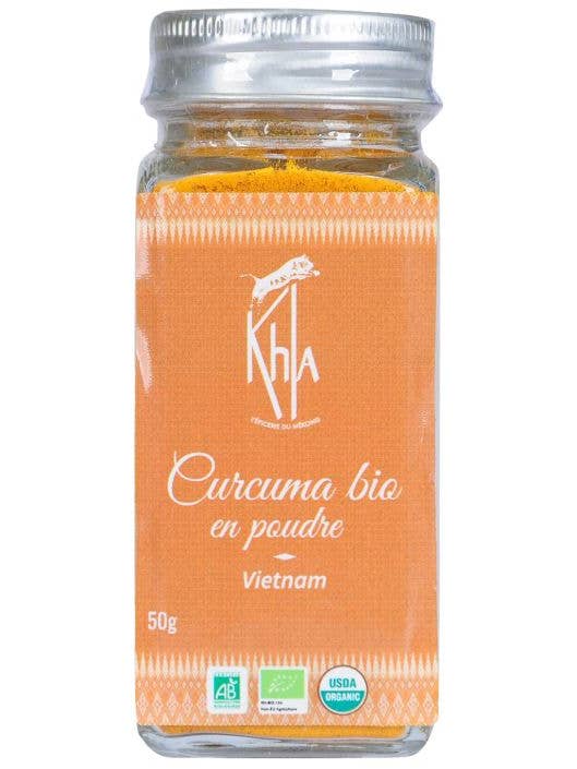 Curcuma Biológica - Pó - 50g - Frasco por atacado de Khla - L'épicerie du Mékong
