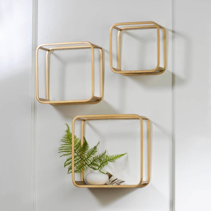 Tripar International - Wholesale Wall Mounted Shelf - Square Cube Wall Shelves - Set of 3 - Metal