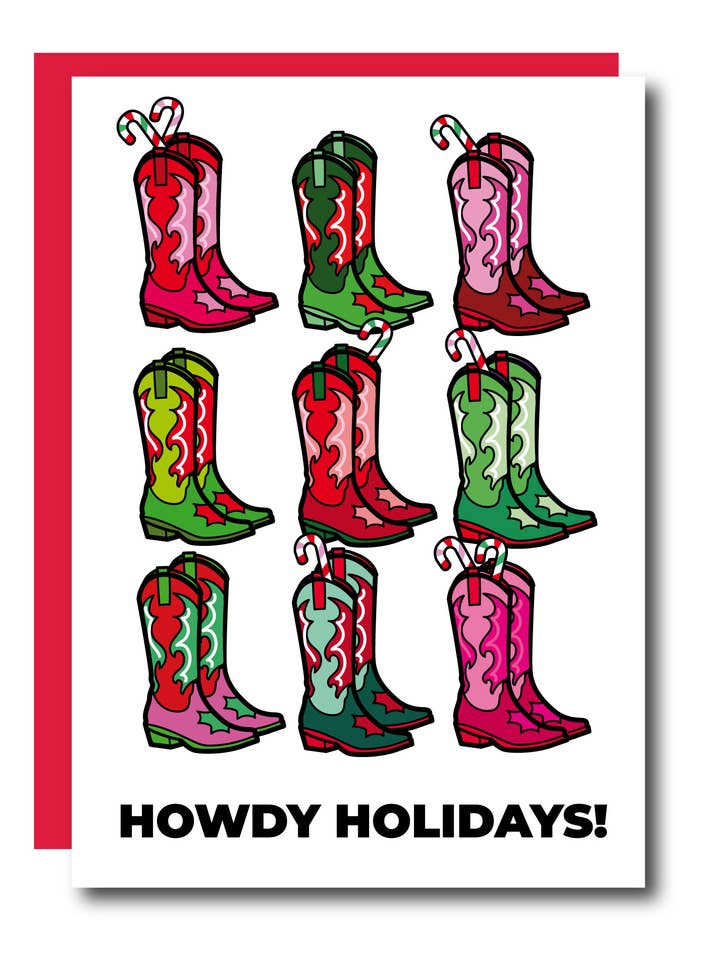 Howdy Holidays! Western Christmas Greeting Card for wholesale by Studio Soph (We Pay Your Import Fees - We Ship DDP)