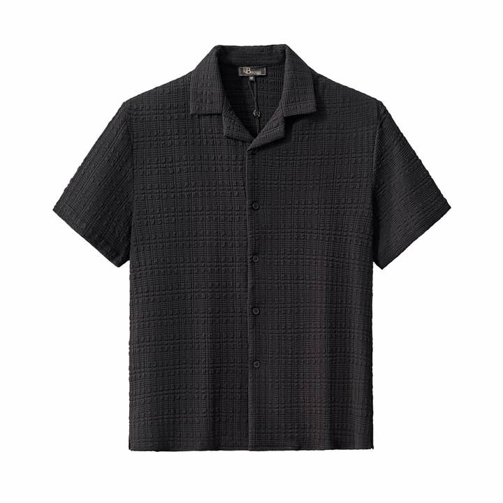 Set Loft – Camicia a Maniche Corte Testurizzata e Pantaloni-NERO per la vendita all'ingrosso da parte di BAROCCO