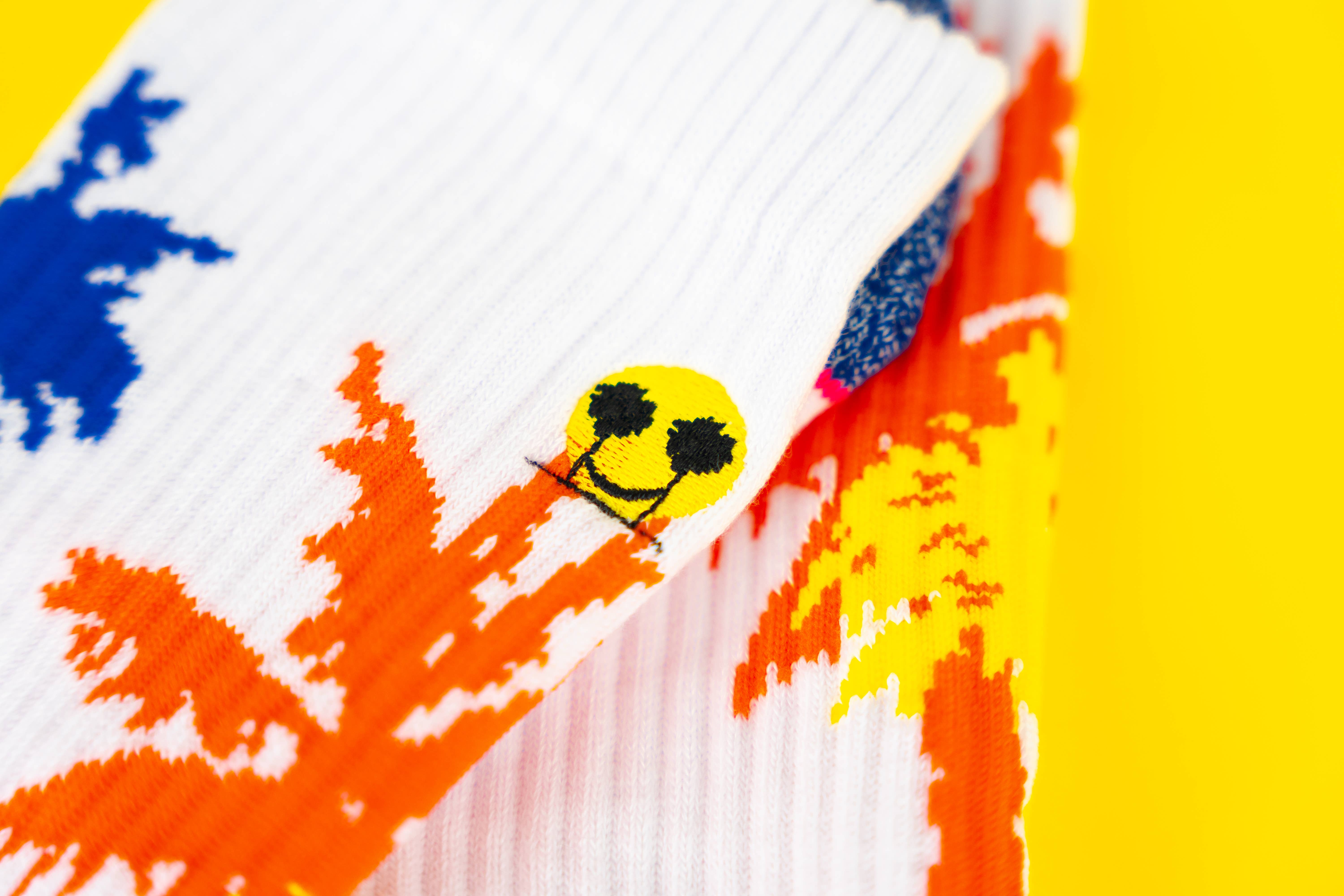 White Re:Lax Sunset Palms Socks for wholesale on Faire9