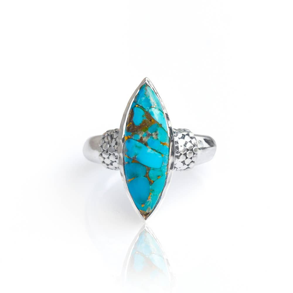 Tiramisu - Wholesale Cocktail/Statement Ring - Blue Copper Turquoise 925 Sterling Silver Ring Jewelry