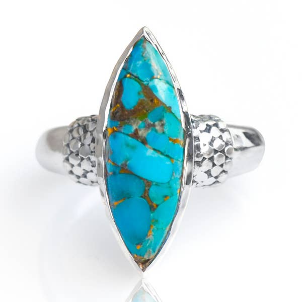 Tiramisu - Wholesale Cocktail/Statement Ring - Blue Copper Turquoise 925 Sterling Silver Ring Jewelry0
