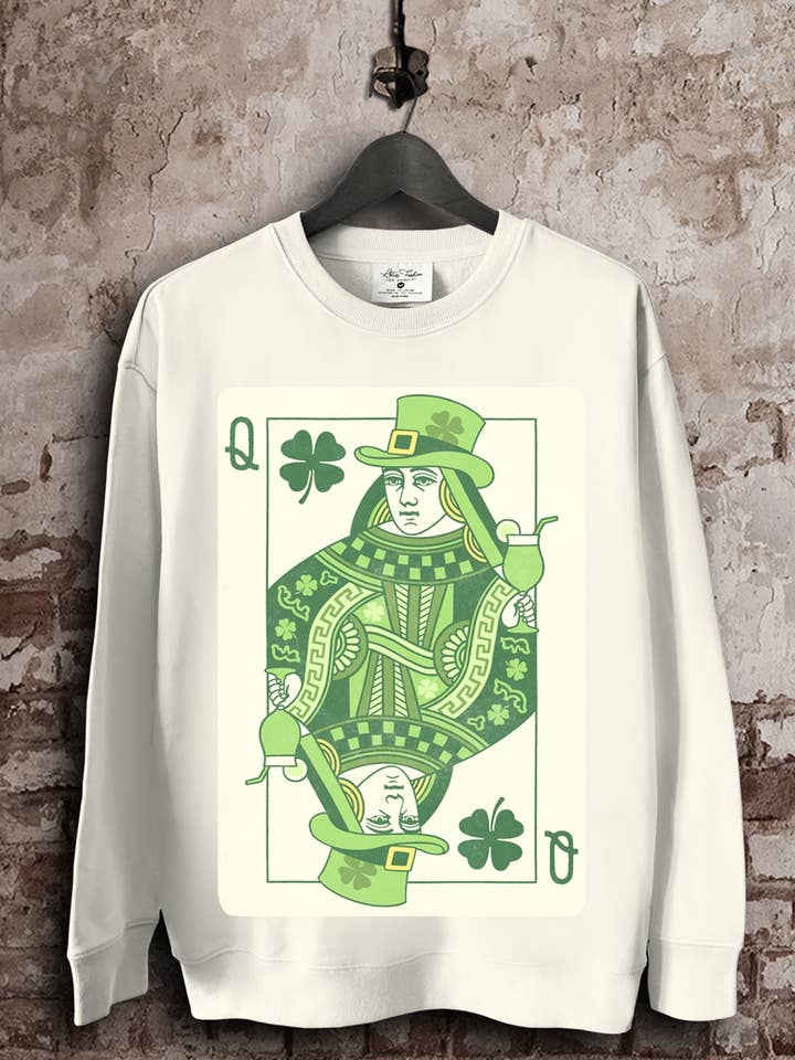 Saint Patrick's Day Poker Queen Sweatshirts for wholesale by Lotus Fashion Collection