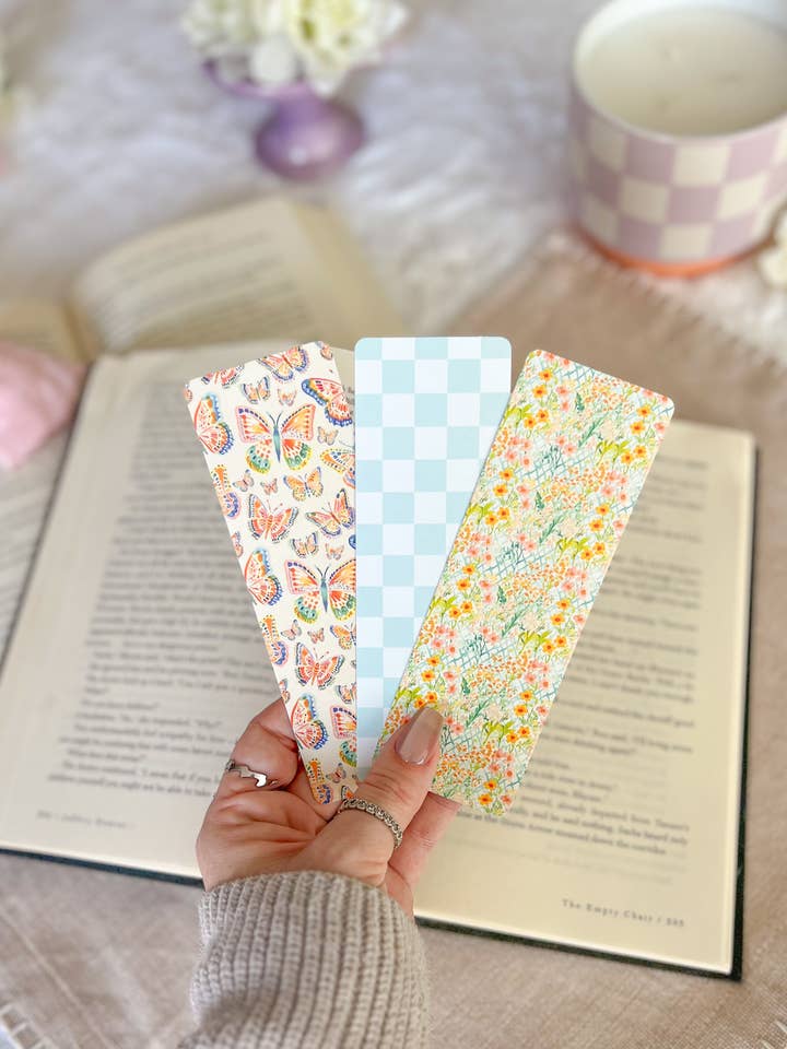 Blue Floral, Checkered, Butterfly Bookmarks for wholesale by Little Turkey Shoppe