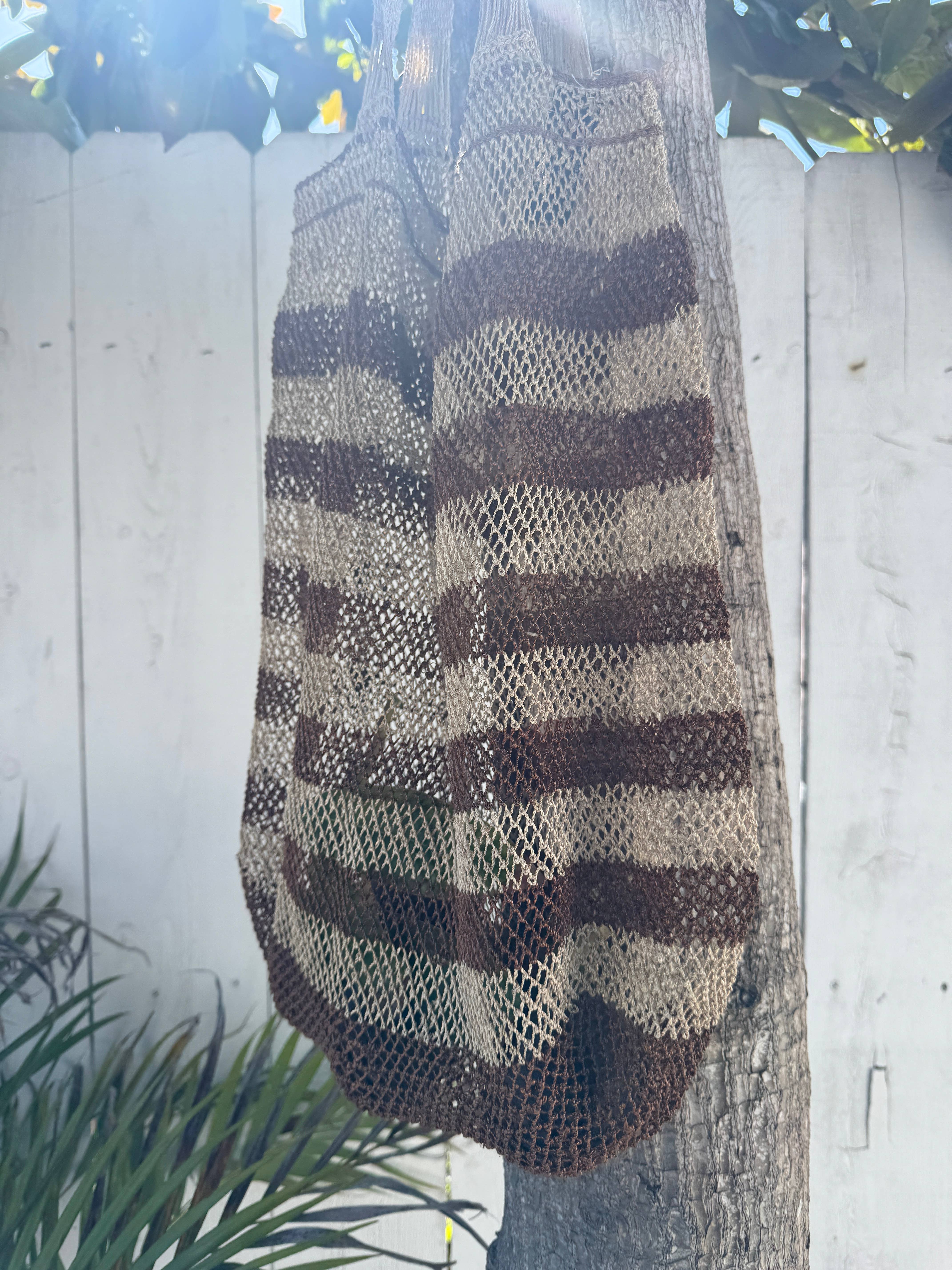 A Million Elephants - Wholesale Tote Bag - Women's - Natural Vine Tote Bag- Stripe - Brown3