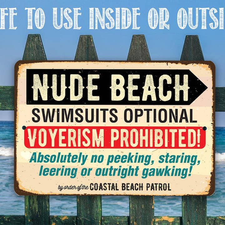 Lone Star Art - Wholesale Sign - Nude Beach Swimsuits Optional - Metal Sign