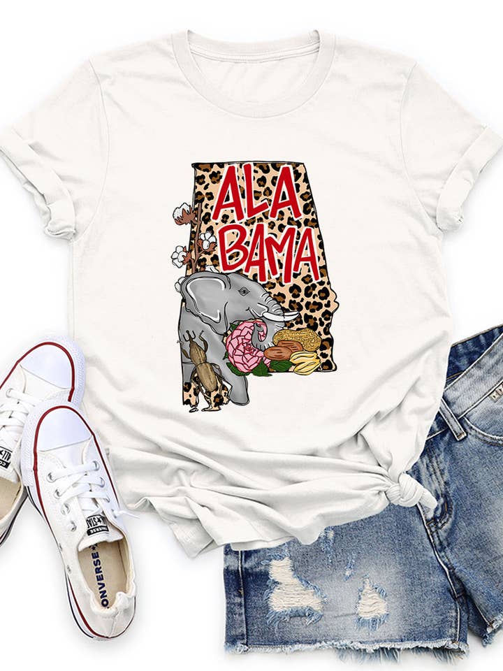 T-shirt graphique dessiné à la main de l'État d'Alabama pour la vente par COLORBEAR