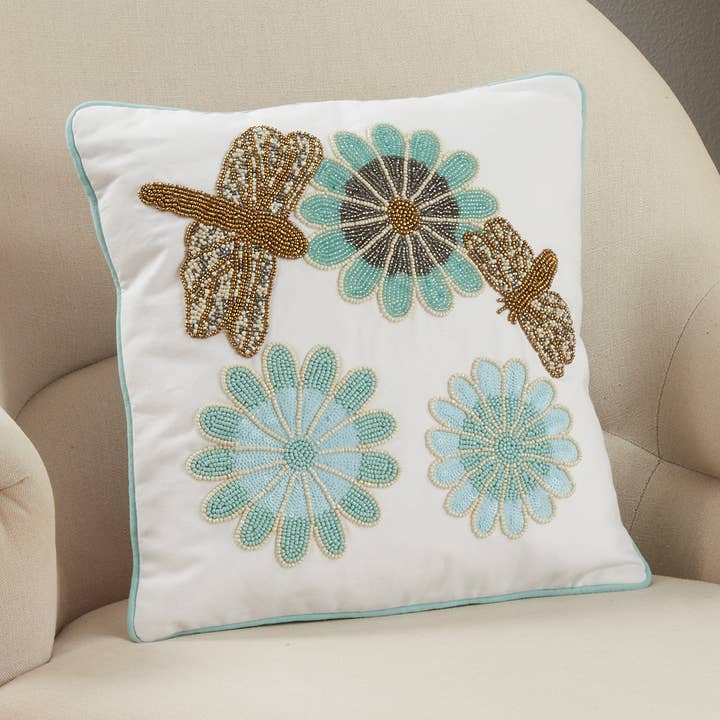 Cojín de pedrería con diseño floral para venta al por mayor de Saro Lifestyle